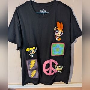 Powerpuff Girls Womens Jrs Black Super Fierce Power Puff Shirt T-Shirt Size XL